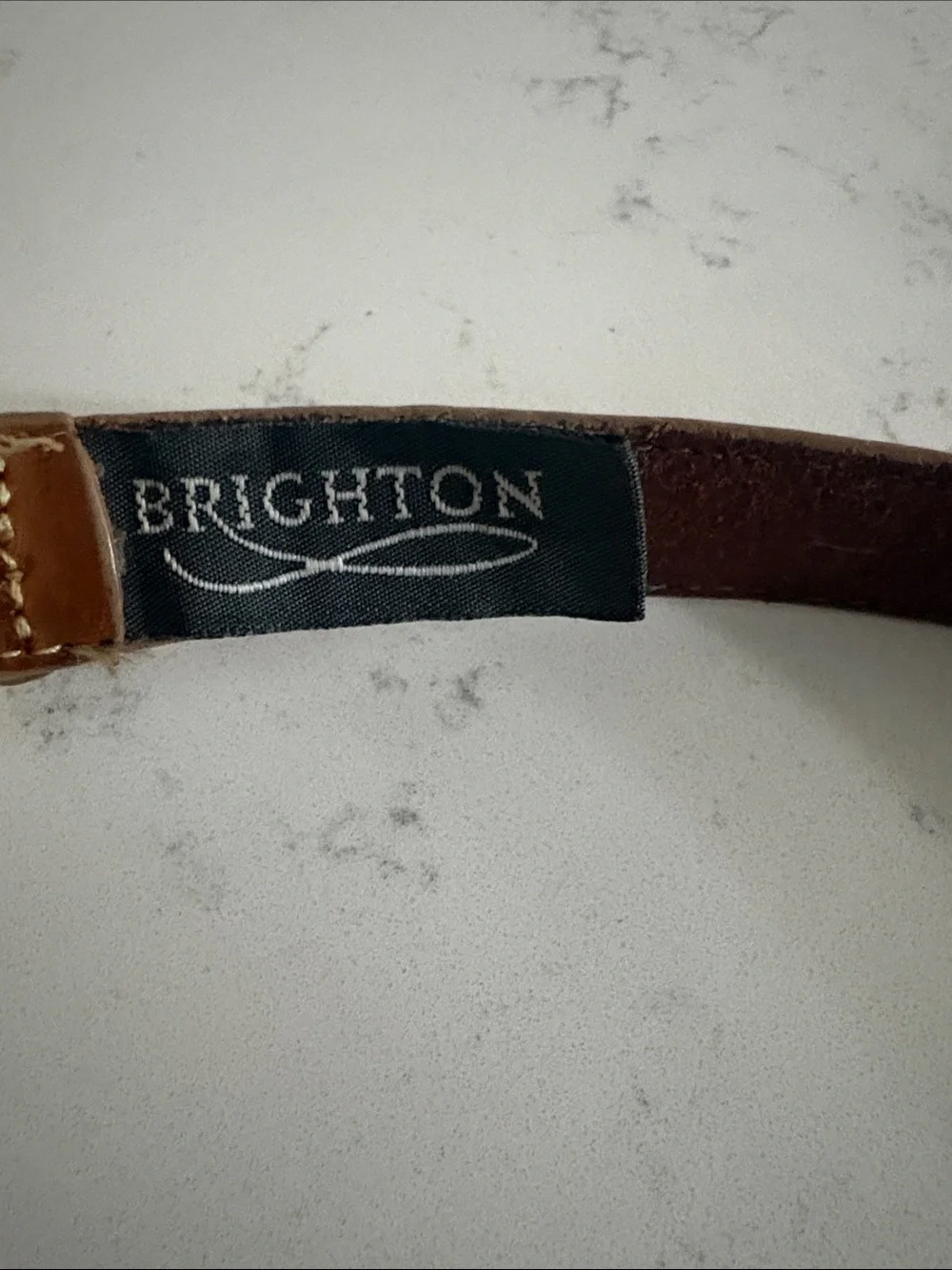 Women’s Brighton Brown Leather Belt with Decorative Silver Buckle (L 34)